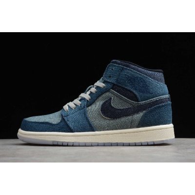 Nike Air Jordan 1 Mid Beyaz / Mavi / Koyu Mavi Basketbol Ayakkabısı Türkiye - SMFTV1U6